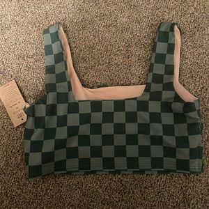 Green checkered Albion swimsuit top